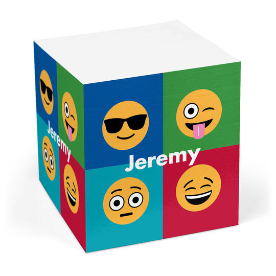 Blue Emoji Sticky Memo Cube